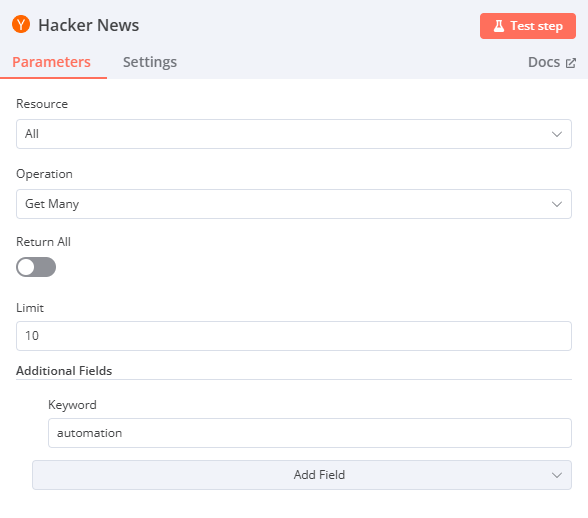 Hacker News 节点参数