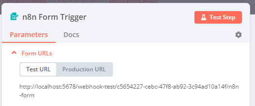 表单 URL 的屏幕截图