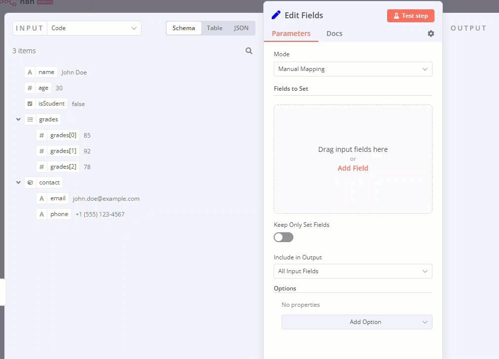 展示拖放操作以及将字段更改为固定的 gif